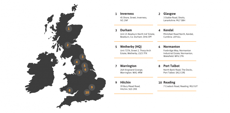 Trackway Solutions UK network of depots